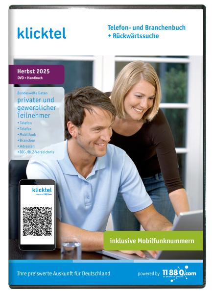 klicktel Telefon- und Branchenbuch mit Rückwärtssuche Herbst 2025 - DVD-Abonnement