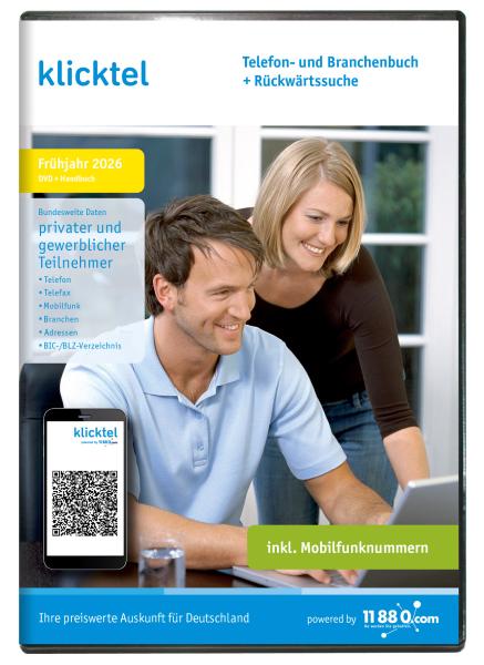 klicktel Telefon- und Branchenbuch mit Rückwärtssuche Frühjahr 2026 - DVD-Abonnement